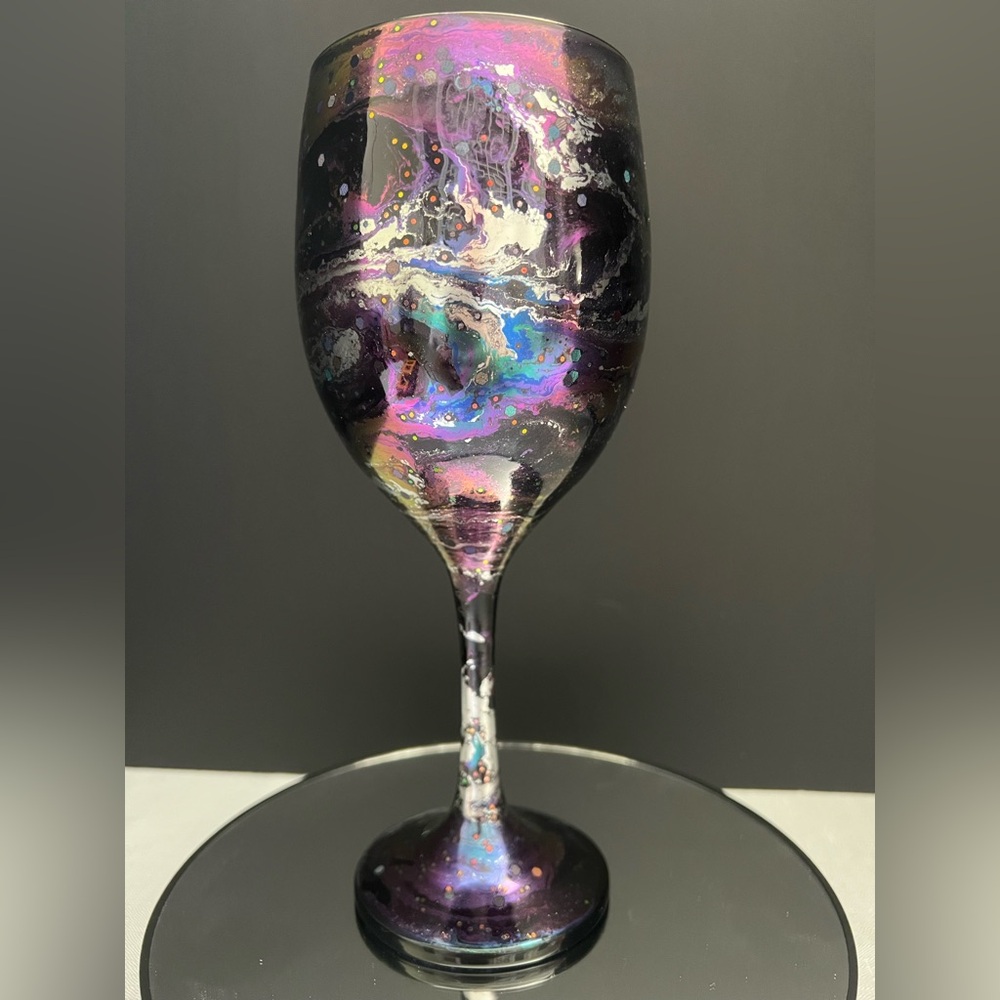 Handcrafted “Magnificent Metallic ” Custom Large Wine Glass. 20 oz